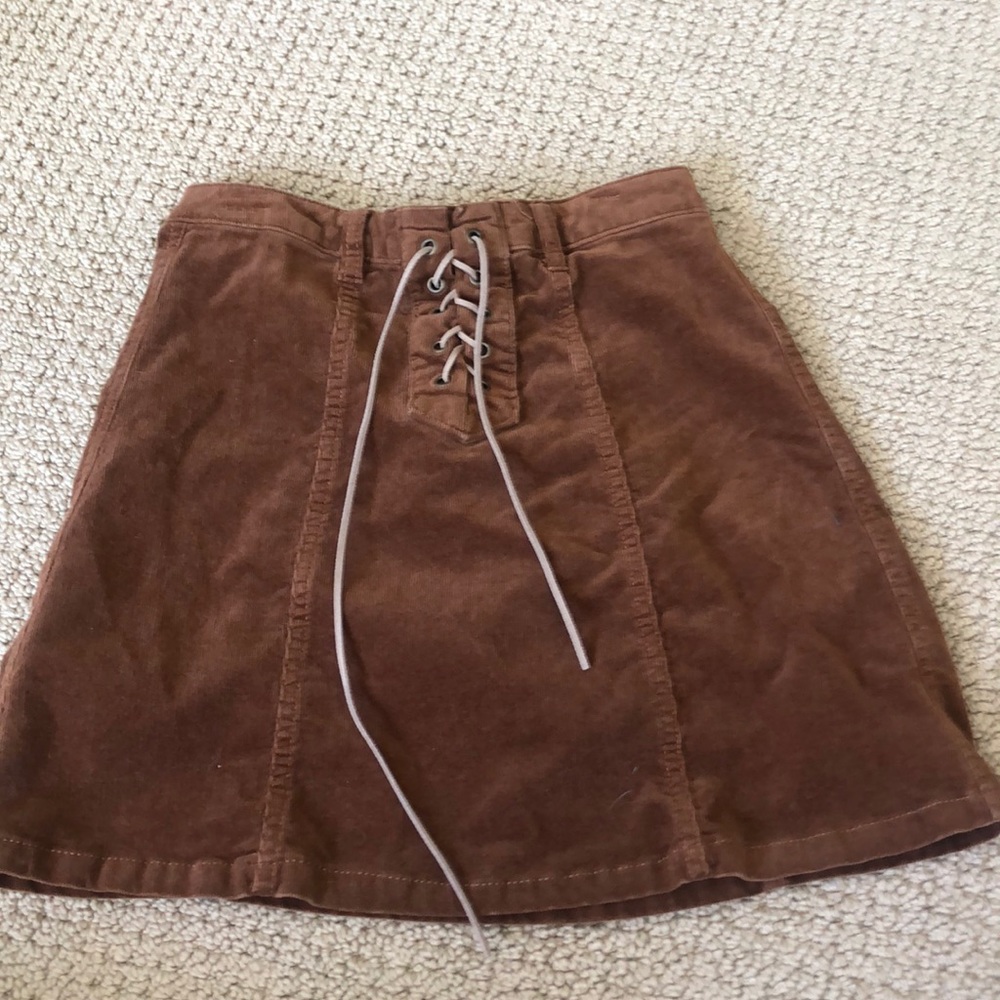 Tilly’s brown corduroy tie up skirt